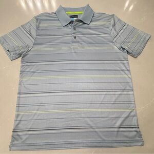 PGA Tour Light Gray Striped Polo Shirt
